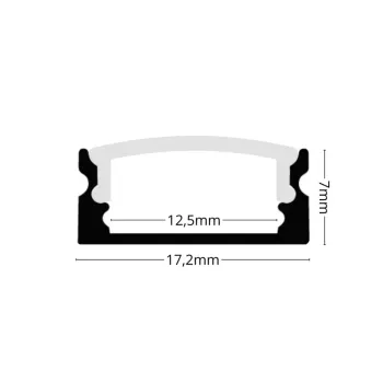 LED Alu Profil Standard 1 S-1709 grau inkl. Abdeckung matt 2000mm